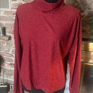 Elegant Heathered Red Long Sleeve Women's Top
